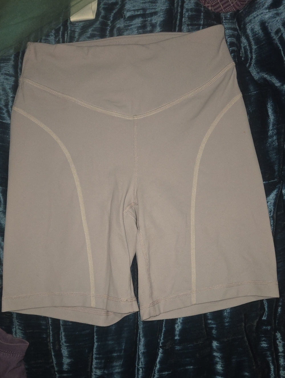 Zella Women's High-Waist Bike Shorts in Taupe